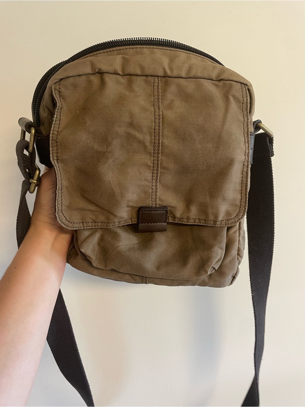Fossil Canvas Crossbody Bag in Brown